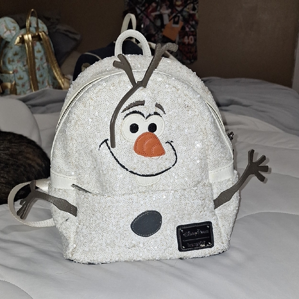 Disney White sequined Olaf Mini Backpack